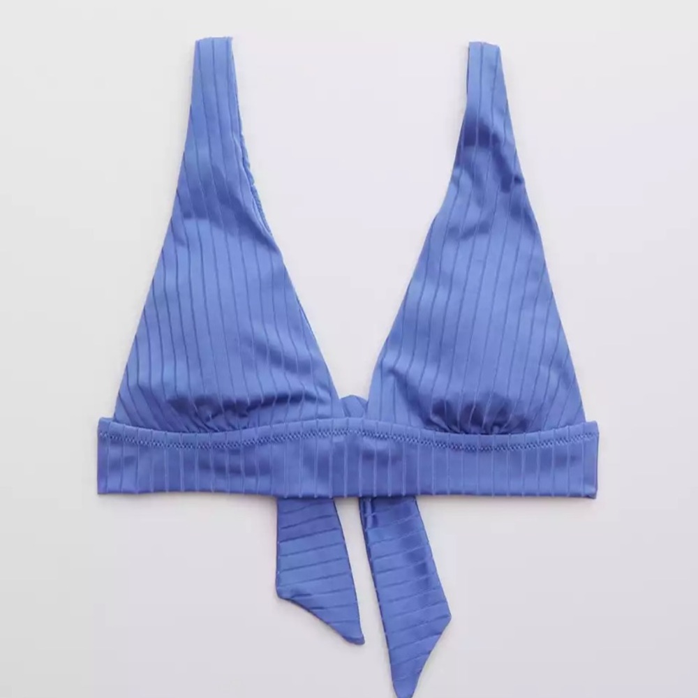 Aerie Ribbed Shine Tie Back Triangle Bikini Top